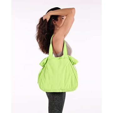 ODODOS 18L Side-Cinch Shopper Bags Lightweight Shoulder Bag Tote Handbag for Shopping Workout Beach Travel, Lime Punch