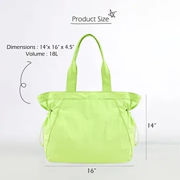 ODODOS 18L Side-Cinch Shopper Bags Lightweight Shoulder Bag Tote Handbag for Shopping Workout Beach Travel, Lime Punch