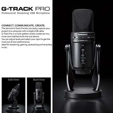 Samson G-Track Pro USB 24-bit Studio Condenser Mic with Audio Interface Bundle Professional Stereo H...