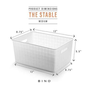 BINO Plastic Basket, Medium - White, Rectangular Cabinet Organizer, Multi-Use Storage Basket, Drawer and Cabinet-Friendly, Durable and Portable, Space Efficiency, Stock Management