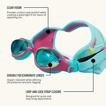 FINIS DragonFly Goggles - Kids Swim Goggles for Ages 4-12 with UV Protection, Buoyant Neoprene Strap, and Durable Lenses - PVC- and Latex-Free - Watermelon