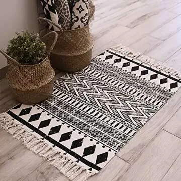 Kingrol 2 Pack Vintage Area Rugs, Cotton Printed Tassels Throw Rugs for Kitchen Living Room Bedroom Bathroom Laundry Room, 2 x 3 Feet, 2 x 4.2 Feet