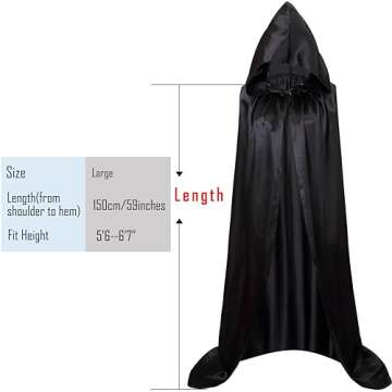 VGLOOK Unisex Hooded Halloween Christmas Cloak Costumes Party Cape Black