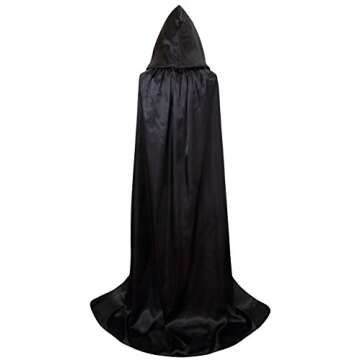 VGLOOK Unisex Hooded Halloween Christmas Cloak Costumes Party Cape Black