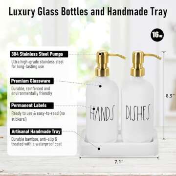 Luxury Gold Soap Dispenser for Kitchen Sink by Brighter Barns - White Glass Kitchen Soap Dispenser S...