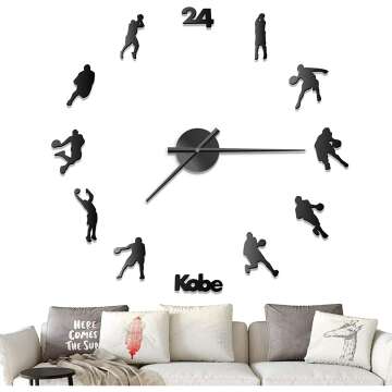 Modern Kobe Basketball Wall Clock 3D Home Decor