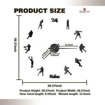 Modern Kobe Basketball Wall Clock 3D Home Decor