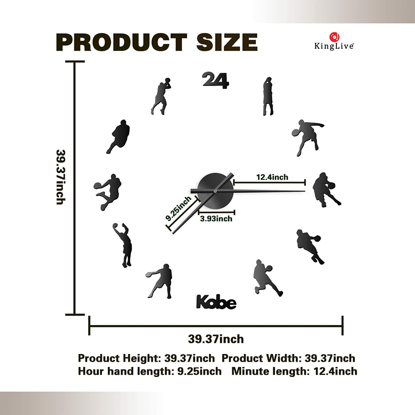 Modern Kobe Basketball Wall Clock 3D Home Decor