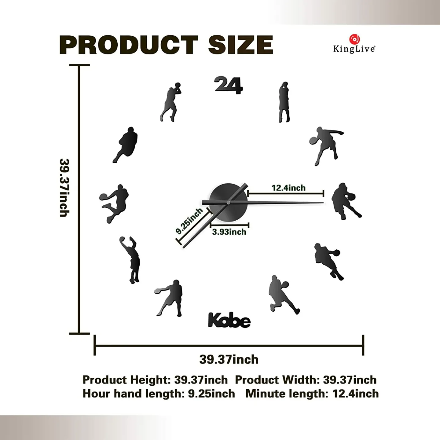 Modern Kobe Basketball Wall Clock 3D Home Decor