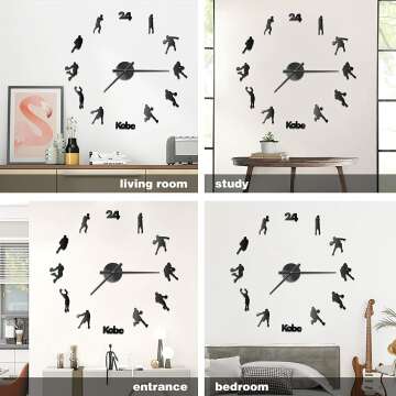 Modern Kobe Basketball Wall Clock 3D Home Decor
