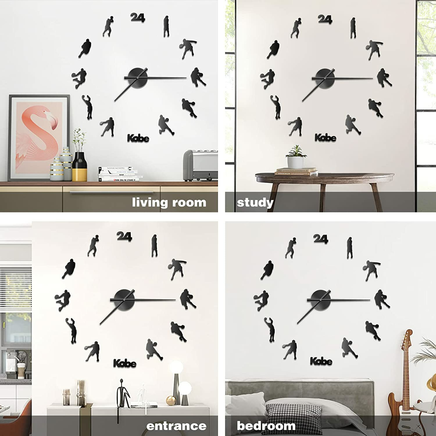 Modern Kobe Basketball Wall Clock 3D Home Decor