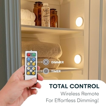 Brilliant Evolution LED Puck Light | Wireless LED Under Cabinet Lighting | Under Counter Lights for Kitchen | Battery Operated Lights | Under Cabinet Light (6 pack with batteries (White))