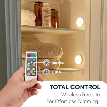 Brilliant Evolution LED Puck Light | Wireless LED Under Cabinet Lighting | Under Counter Lights for Kitchen | Battery Operated Lights | Under Cabinet Light (6 pack with batteries (White))