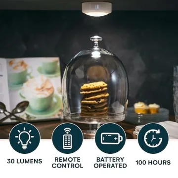 Brilliant Evolution LED Puck Light | Wireless LED Under Cabinet Lighting | Under Counter Lights for Kitchen | Battery Operated Lights | Under Cabinet Light (6 pack with batteries (White))