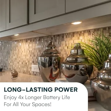 Brilliant Evolution LED Puck Light | Wireless LED Under Cabinet Lighting | Under Counter Lights for Kitchen | Battery Operated Lights | Under Cabinet Light (6 pack with batteries (White))