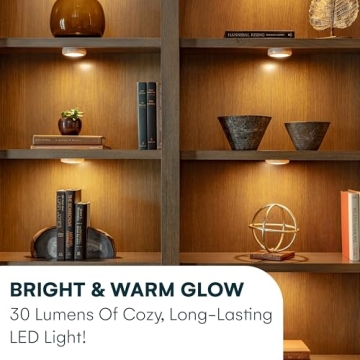 Brilliant Evolution LED Puck Light | Wireless LED Under Cabinet Lighting | Under Counter Lights for Kitchen | Battery Operated Lights | Under Cabinet Light (6 pack with batteries (White))