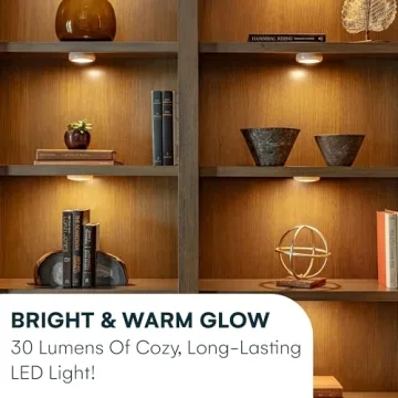 Brilliant Evolution LED Puck Light | Wireless LED Under Cabinet Lighting | Under Counter Lights for Kitchen | Battery Operated Lights | Under Cabinet Light (6 pack with batteries (White))