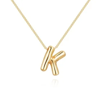 BAYLAY Bubble Letter Necklace in Gold with Initials