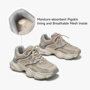 BEAU TODAY Chunky Platform Sneakers for Women in Apricot