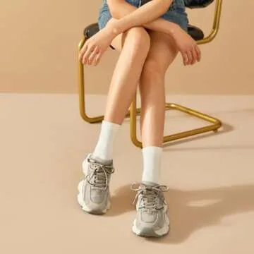 BEAU TODAY Chunky Platform Sneakers for Women in Apricot