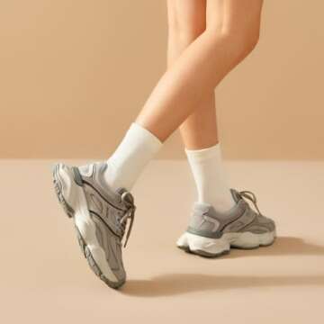 BEAU TODAY Chunky Platform Sneakers for Women in Apricot