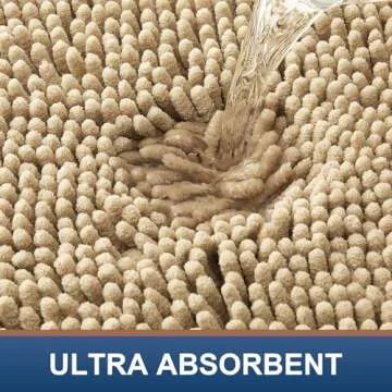 Smiry Bathroom Rugs Sets 2 Piece, Soft Absorbent Chenille Machine Washable Non Slip Shaggy Bath Rug Set for Tub, Shower, and Floor (30x20+24x16, Beige)