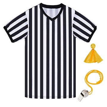 obmwang Referee Shirt Costume - Black and White Stripe Uniform for Events