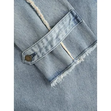 CIDER Trench Coat Women Denim Long Sleeve Jean Jackets Double-Breasted Fall Outfits: Denim, S