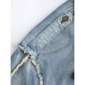 CIDER Trench Coat Women Denim Long Sleeve Jean Jackets Double-Breasted Fall Outfits: Denim, S