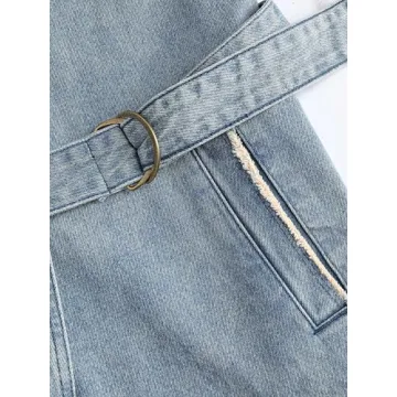 CIDER Trench Coat Women Denim Long Sleeve Jean Jackets Double-Breasted Fall Outfits: Denim, S