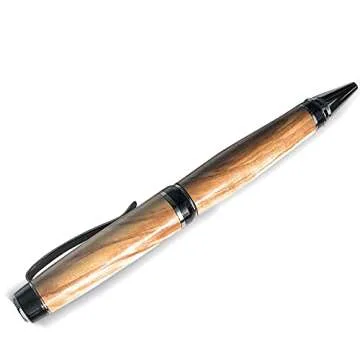 Bendecidos Hand Crafted Royal Ballpoint Luxury Pen | Holy Land Olive Wood With Black Titanium Fine Writing Instrument | Elegant Writing Pen With Wooden Gift Box