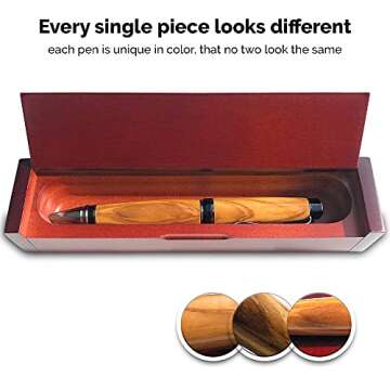 Bendecidos Hand Crafted Royal Ballpoint Luxury Pen | Holy Land Olive Wood With Black Titanium Fine Writing Instrument | Elegant Writing Pen With Wooden Gift Box