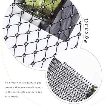 DRESBE Rhinestone Mesh Body Chains Hollow Tank Tops Bikini Crop Top New Year Eve Party Body Jewelry Accessories for Women (Black-O Neck-S)