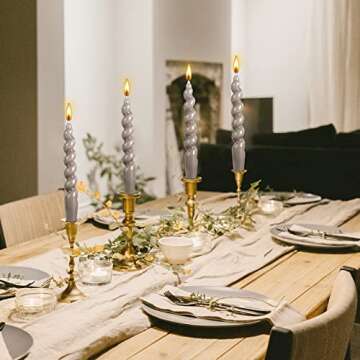 Premium Spiral Taper Dinner Candles - Elegant & Unscented for Parties