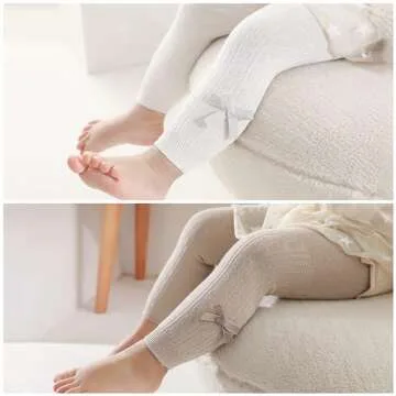 Baby Toddler Girls Cable knit Tights with Bows Cute Cotton Footless Leggings Pants Stocking Panties 1-2Years Kids