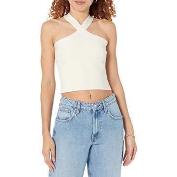 Zaire Cropped Cross-Front Sweater for Women - Whisper White