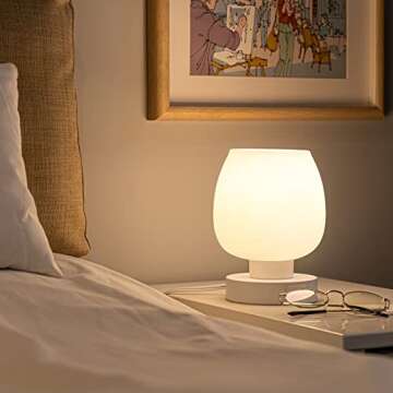 Touch Bedside Lamp Set with Charging Ports and Dimmable Lighting