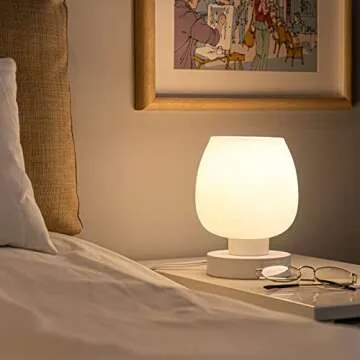 Touch Bedside Lamp Set with Charging Ports and Dimmable Lighting