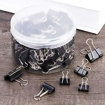 TecUnite 150 Pcs Binder Clips Assorted Sizes Black Paper Clamps Clips Large Medium Small Clips Office Supplies