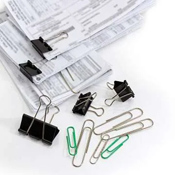 TecUnite 150 Pcs Binder Clips Assorted Sizes Black Paper Clamps Clips Large Medium Small Clips Office Supplies