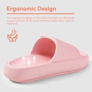 BOEBAL Cloud Slides for Women Slippers Shower Shoes Women's Sandals Bubble Slides for Men Non-Slip Cushioned Thick Sole Dorm Room Essentials Pink 8