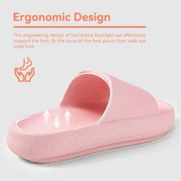 BOEBAL Cloud Slides for Women Slippers Shower Shoes Women's Sandals Bubble Slides for Men Non-Slip Cushioned Thick Sole Dorm Room Essentials Pink 8
