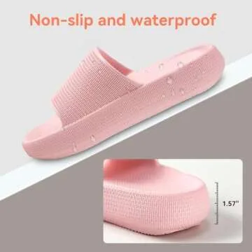 BOEBAL Cloud Slides for Women Slippers Shower Shoes Women's Sandals Bubble Slides for Men Non-Slip Cushioned Thick Sole Dorm Room Essentials Pink 8