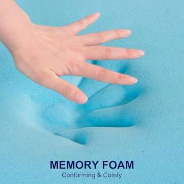 ELEMUSE Dual Layer 3 Inch Memory Foam Mattress Topper Queen Size, 2 Inch Cooling Gel Memory Foam Plus 1 Inch Down Alternative Pillowtop Mattress Pad, Viscose Made from Bamboo Cover, Comfort Support