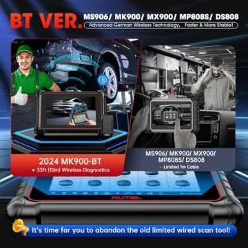 Autel Scanner MaxiCOM MK900-BT MK900BT: 2025 BT Ver. of MK900 MX900, 8in Up of MK808S MK808BT PRO MX808S MK808Z MS906, 3K+ Bidirectional Tool as MP900BT 40+ Reset, CANFD DoIP, Pre Post Scan, FCA, 11OS