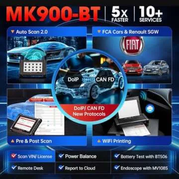 Autel Scanner MaxiCOM MK900-BT MK900BT: 2025 BT Ver. of MK900 MX900, 8in Up of MK808S MK808BT PRO MX808S MK808Z MS906, 3K+ Bidirectional Tool as MP900BT 40+ Reset, CANFD DoIP, Pre Post Scan, FCA, 11OS