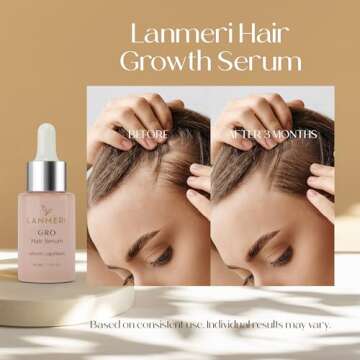 Lanmeri Vegan Hair Growth Serum - Natural Hair Regrowth and Hair Loss Treatments for Women & Men - S...