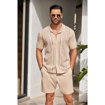 COOFANDY Men's Summer Knit Polo & Shorts Set – Casual Style