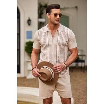 COOFANDY Men's Summer Knit Polo & Shorts Set – Casual Style