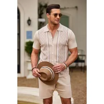 COOFANDY Men's Summer Knit Polo & Shorts Set – Casual Style